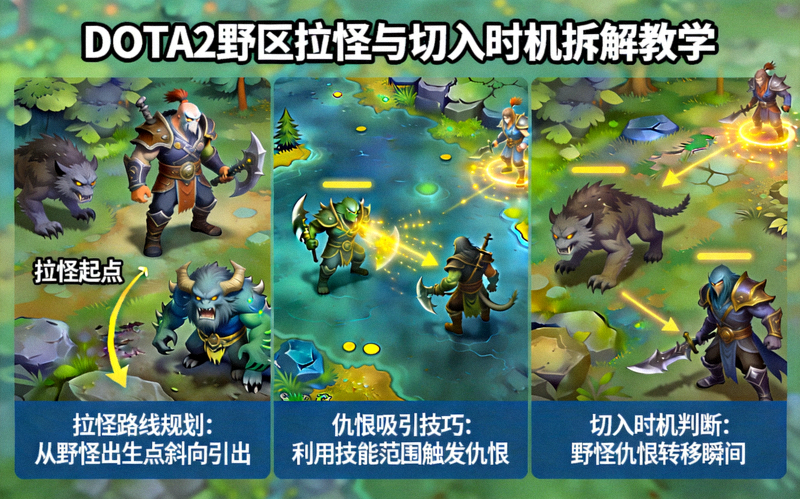 DOTA2 野区拉怪与切入时机拆解教学画面