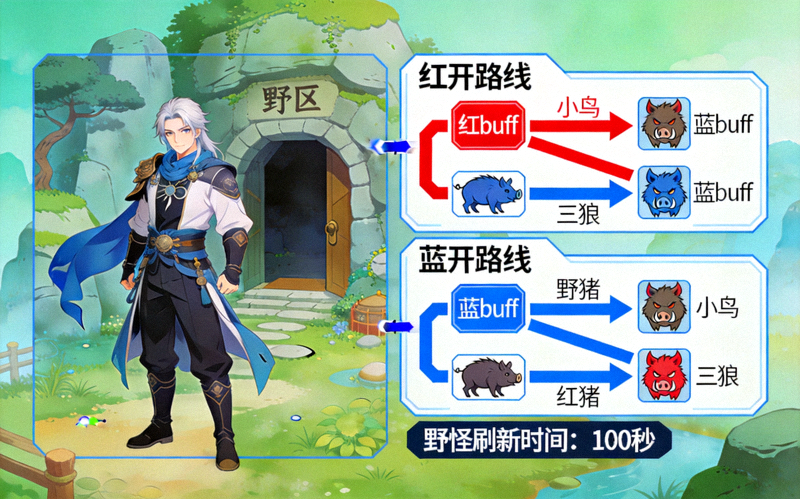 王者荣耀打野英雄野区资源控制路线教学画面
